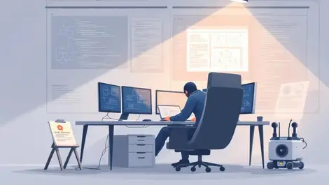 Ethical hacker structured pentest multi monitors robot scanner