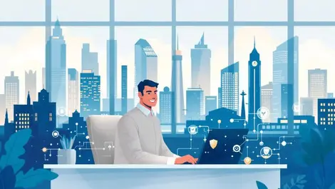 Dublin office skyline ai business leader cybersecurity roi scene