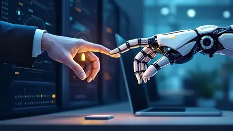 Editorial security key human approval robotic hand ai server control panels